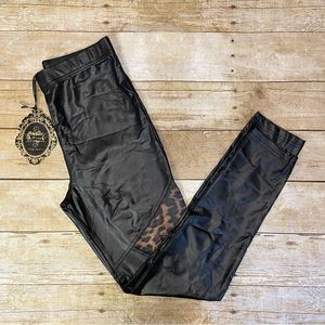 NWT Missshop Faux Leather Animal Print Leggings | S